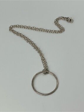 Vtg 925 Sterling Silver Hammered Infinity Circle Belcher Necklace